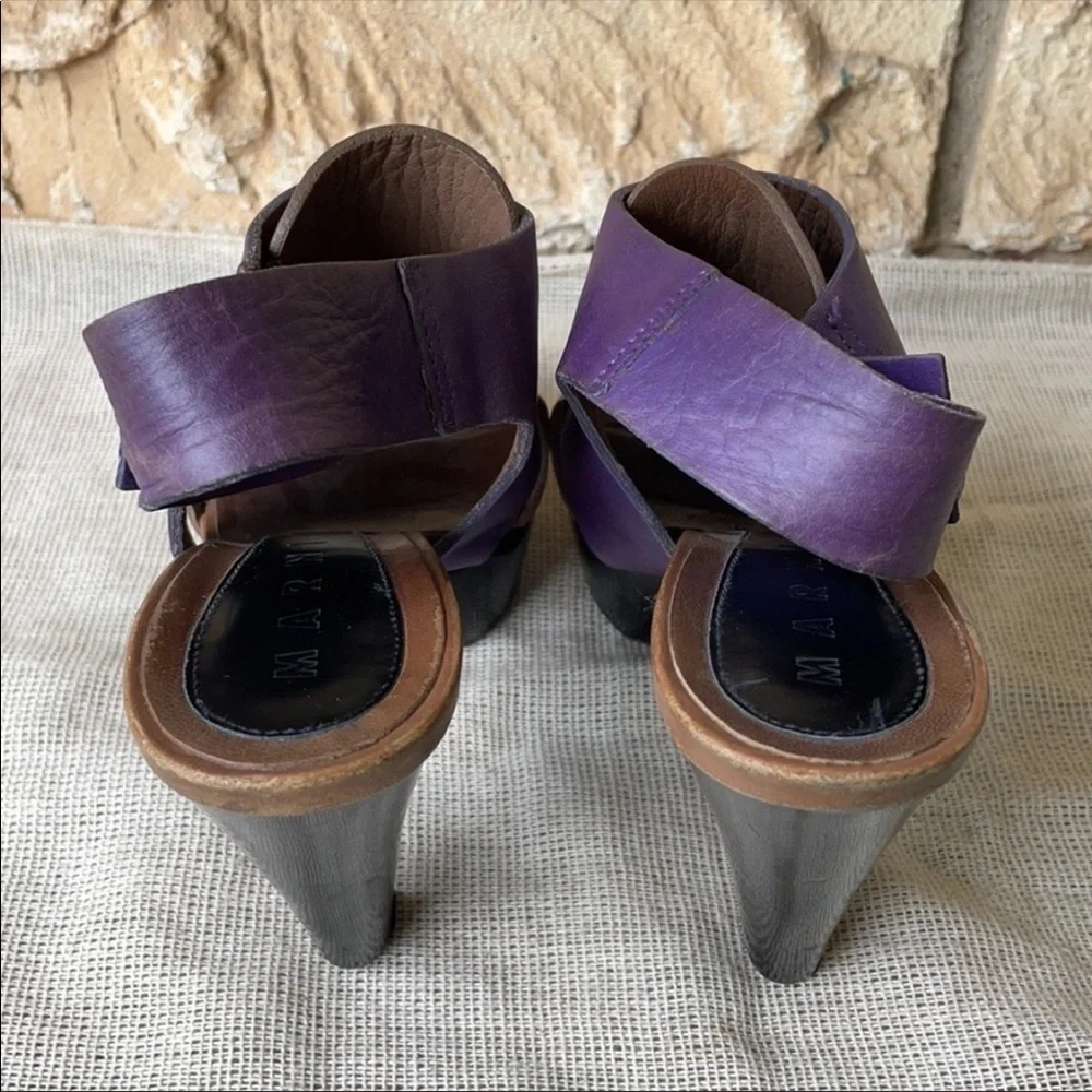 Marni Platform Purple & Taupe Perp Toe sandal heels sienna Size 35